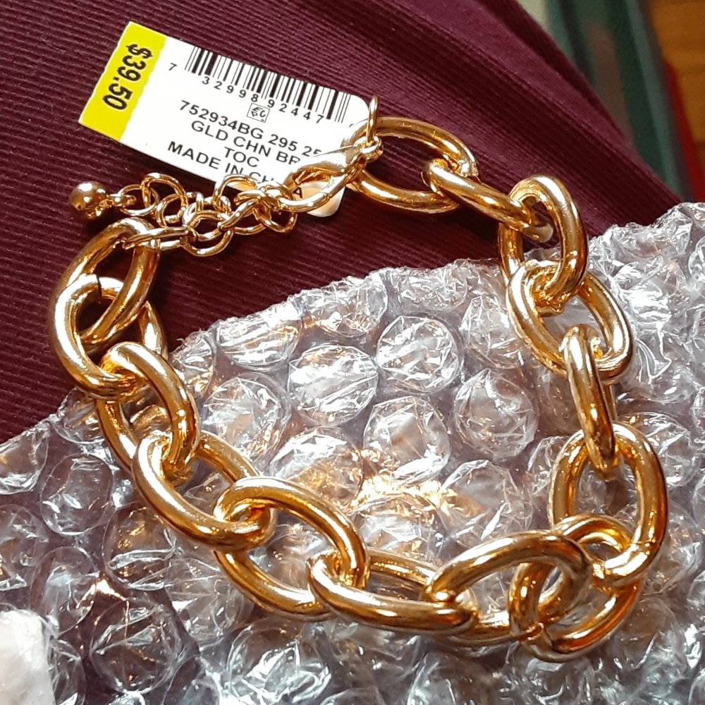 NEW Charter Club 7" Gold-Tone Large Link Bracelet,